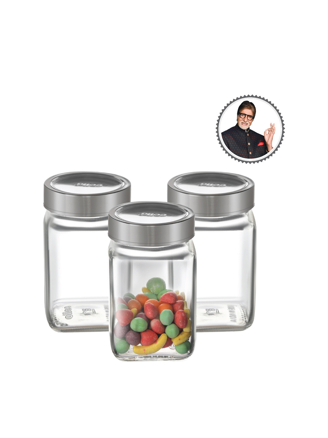 

Cello Qube Transparent 3-Pieces Air-Tight Toughened Glass Storage Jars 300ml