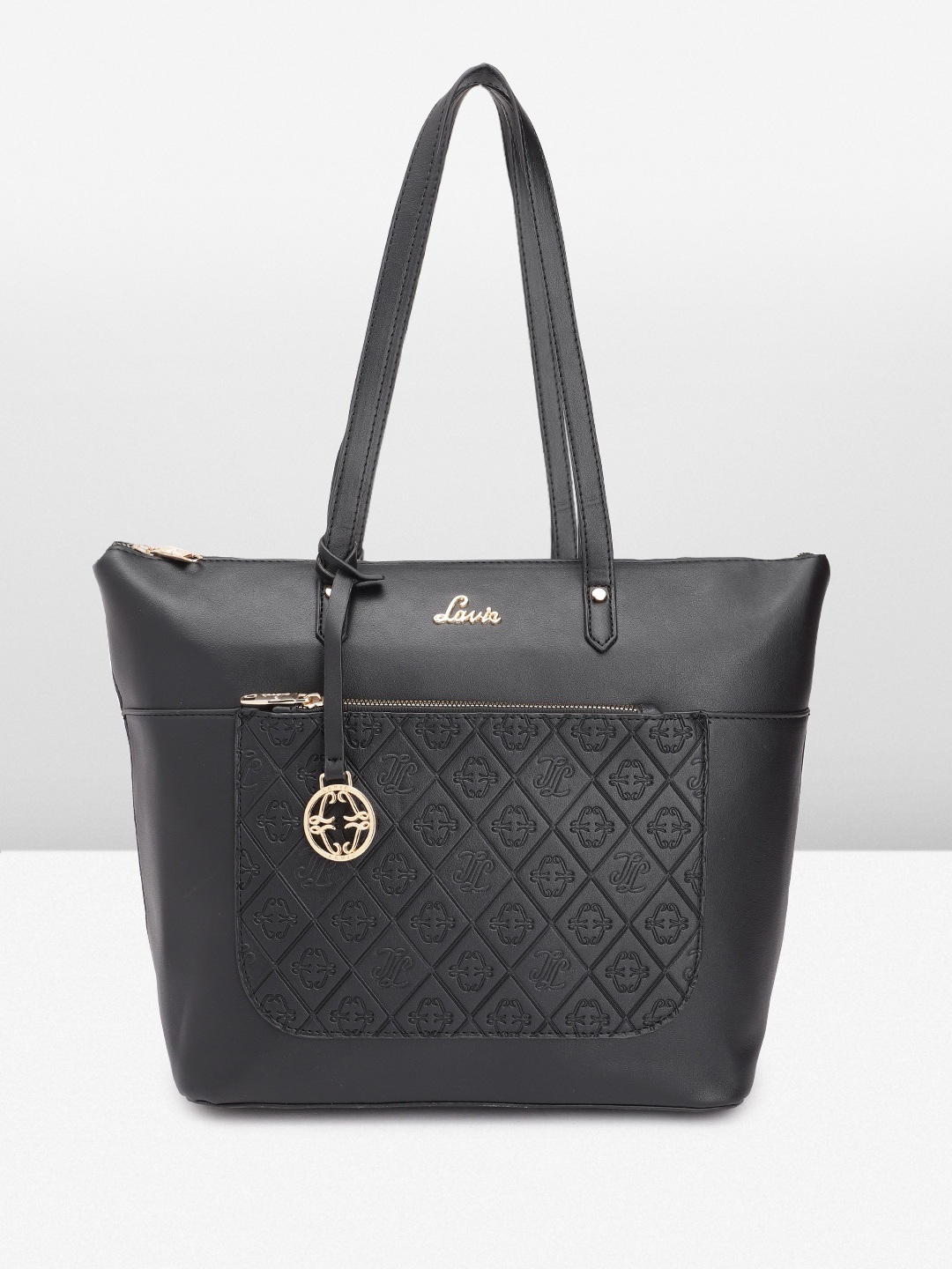 

Lavie Brand Logo Textured Structured Shoulder Bag with Tasselled Detail, Black