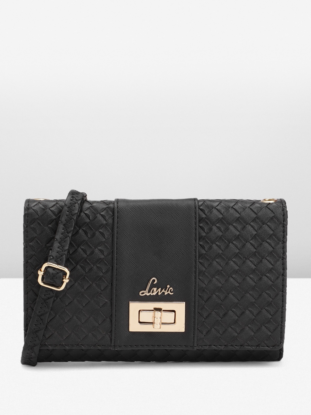 

Lavie Geometric Textured Structured Sling Bag, Black