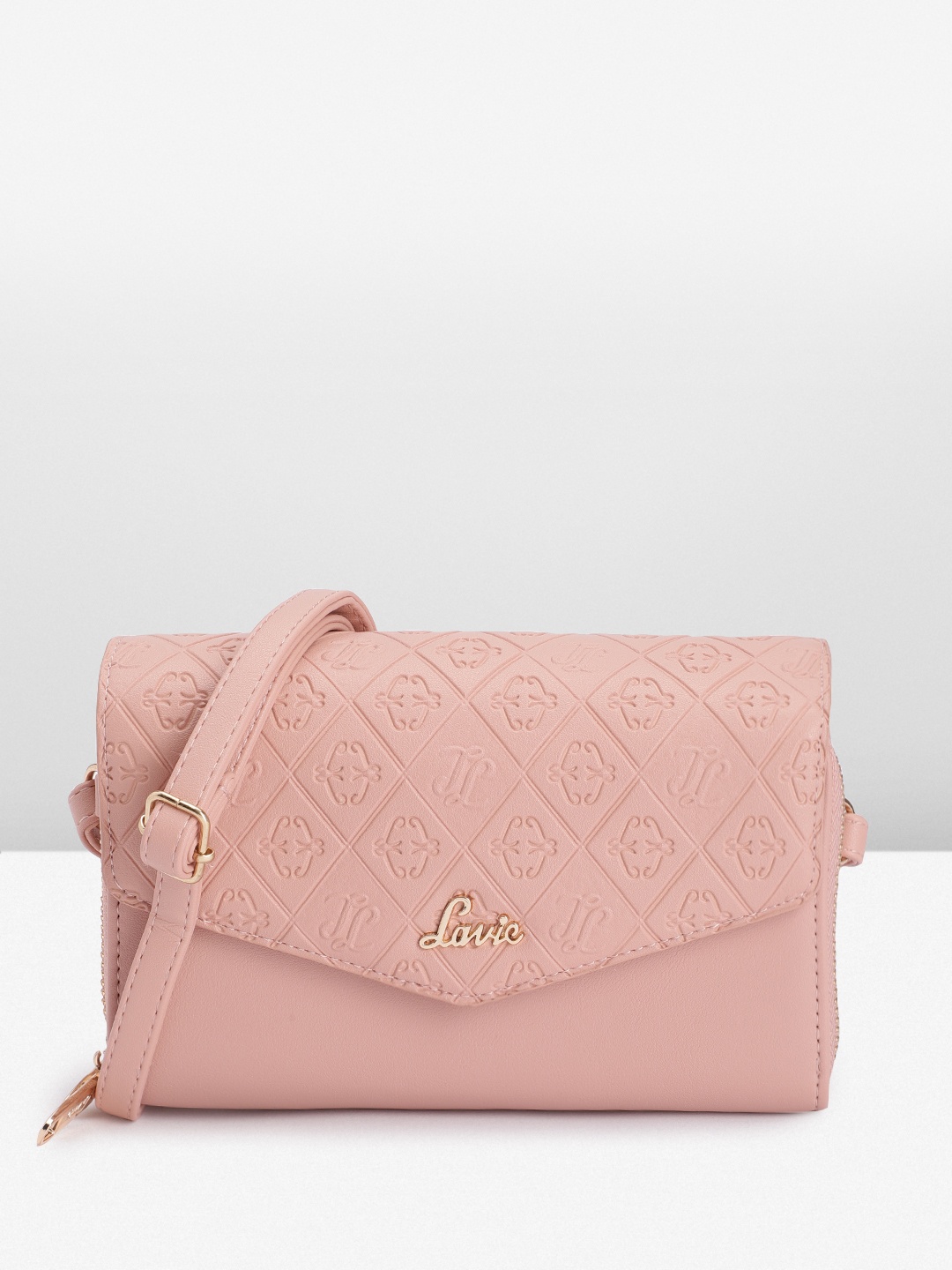 

Lavie Brand Logo Textured Structured Small Sling Bag, Pink