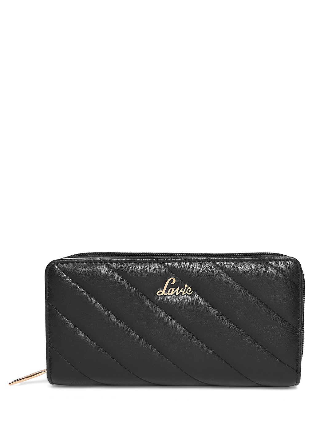 

Lavie Women Geometric Textured Two Fold Wallet, Black