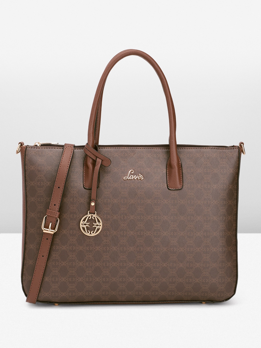 

Lavie Brown Printed Structured Handheld Bag