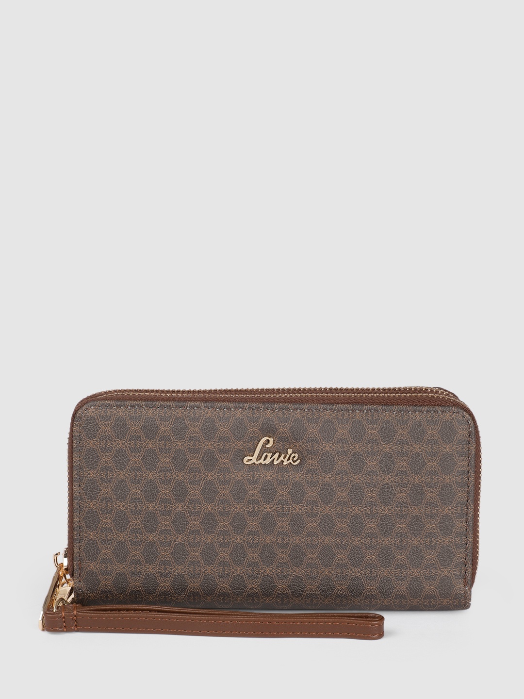 

Lavie Women Brand Logo Printed Zip Around Wallet, Brown