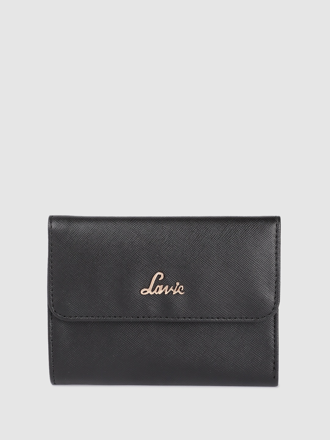 

Lavie Women Solid Three Fold Wallet, Black