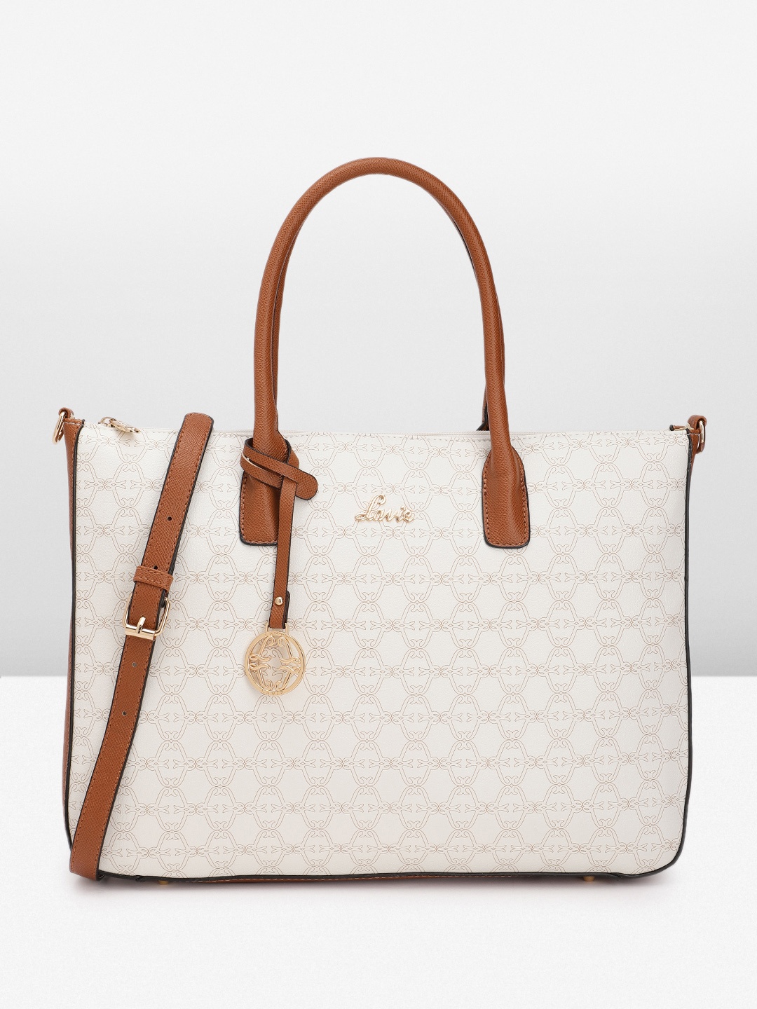 

Lavie Brand Logo Printed Structured Handheld Bag, White