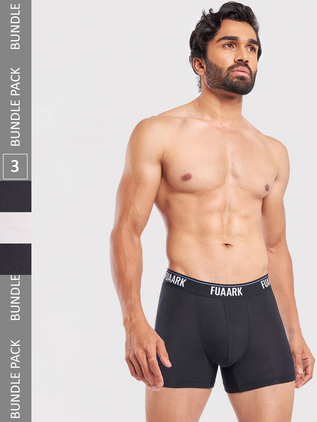 

FUAARK Pack Of 3 Snug Fit Trunks FUSMTrP3-White-Black2-S, Black