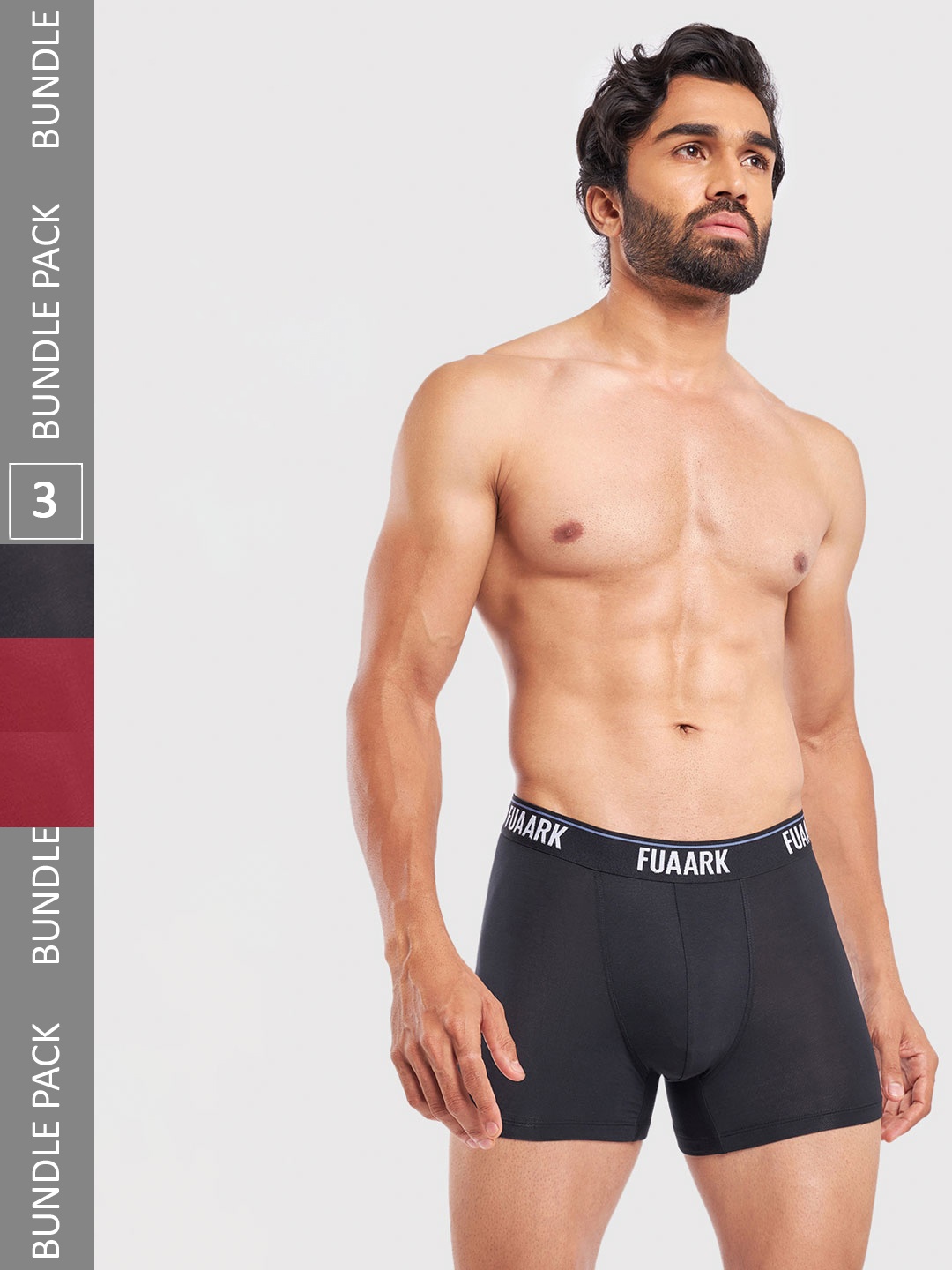 

FUAARK Pack Of 3 Trunks FUSMTrP3-Black-Maroon2-S, Maroon