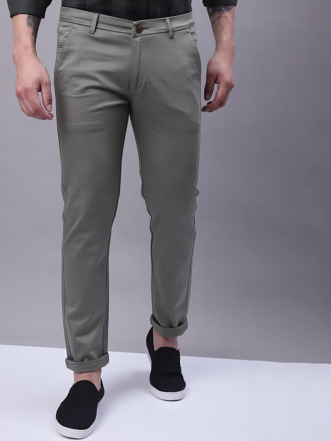

Majestic Man Men Relaxed Slim Fit Easy Wash Cotton Chinos, Green