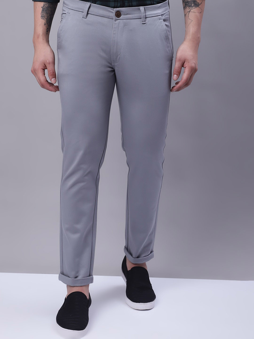 

Majestic Man Men Blue Relaxed Slim Fit Easy Wash Cotton Regular Trousers