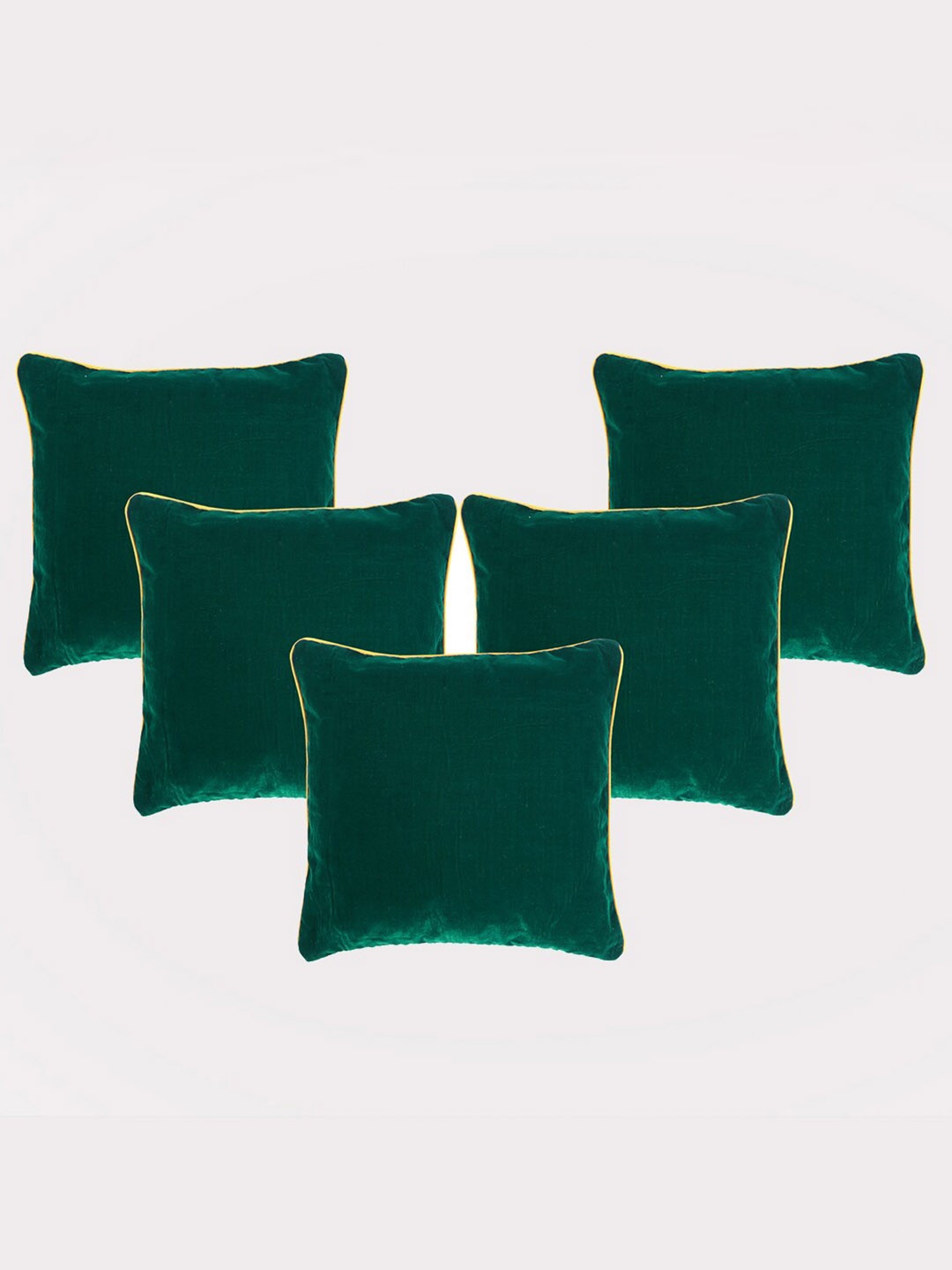 

OUSSUM Green & Yellow 5 Pieces Velvet Square Cushion Covers