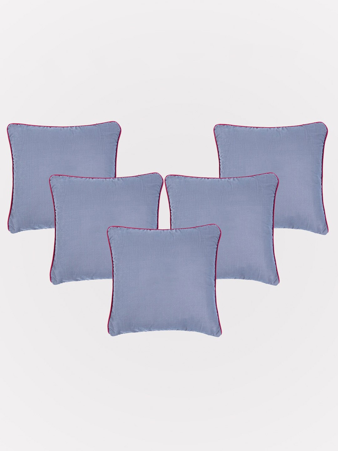 

OUSSUM Grey & Red 5 Pieces Velvet Square Cushion Covers