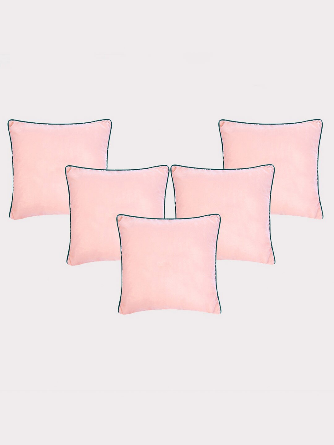 

OUSSUM Pink & Green 5 Pieces Velvet Square Cushion Covers