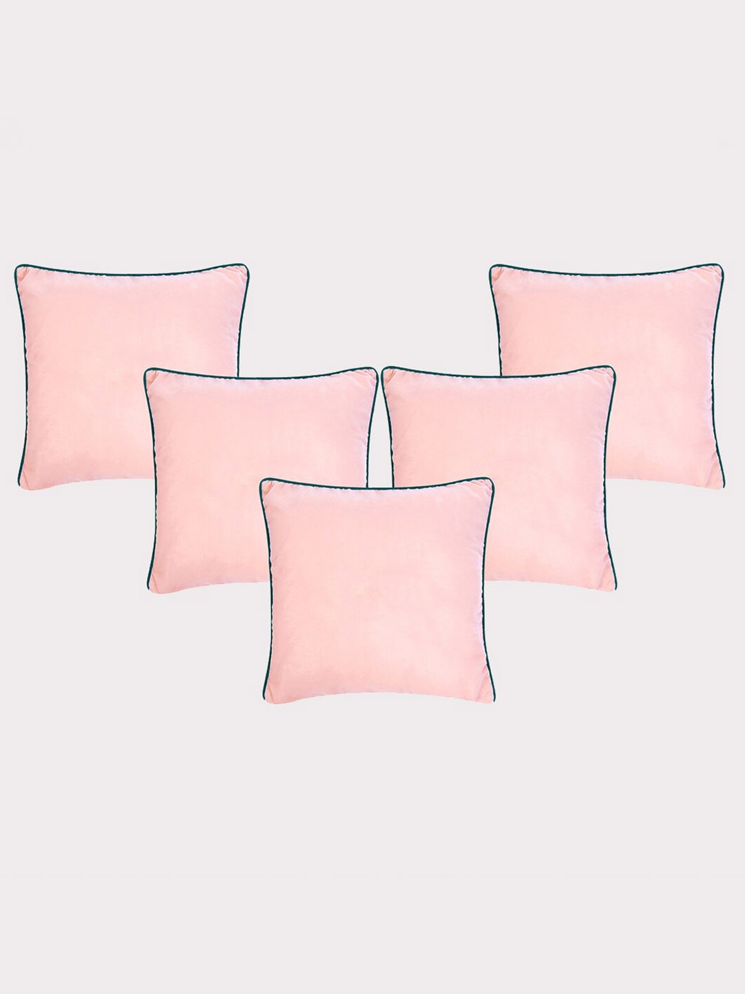 

OUSSUM Pink & Green 5 Pieces Velvet Square Cushion Covers