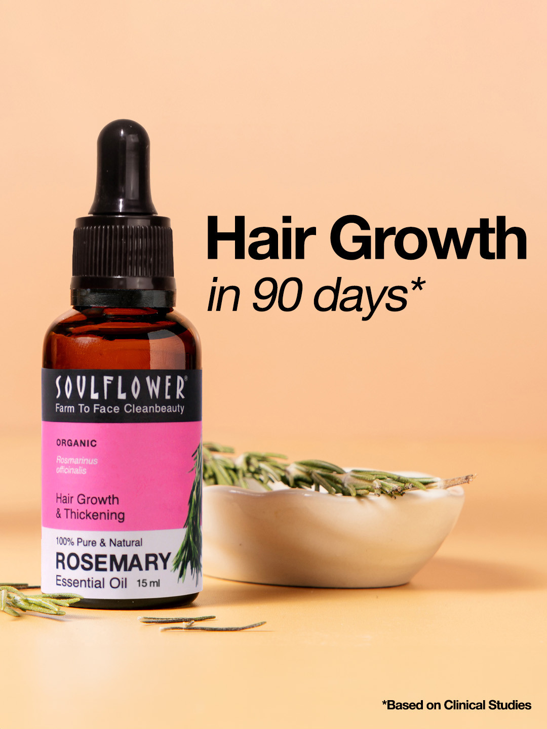 Soulflower Rosemary Essential Oil For Hair Growth and Hair Fall 15ml