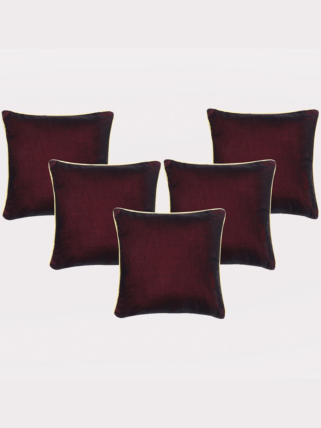 

OUSSUM Red & Cream-Coloured 5 Pieces Velvet Square Cushion Covers