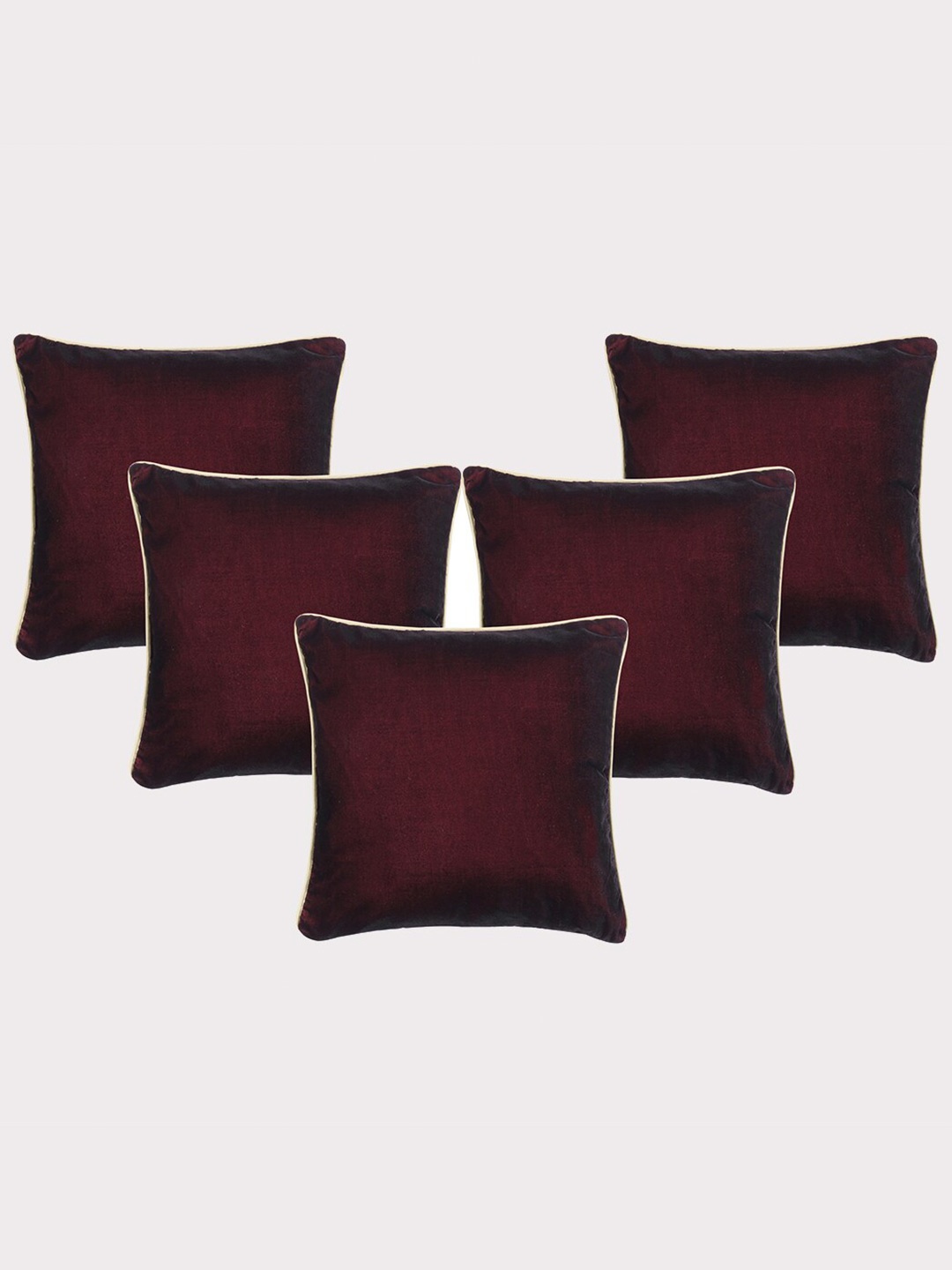 

OUSSUM Red & White 5-Pieces Velvet Square Cushion Covers