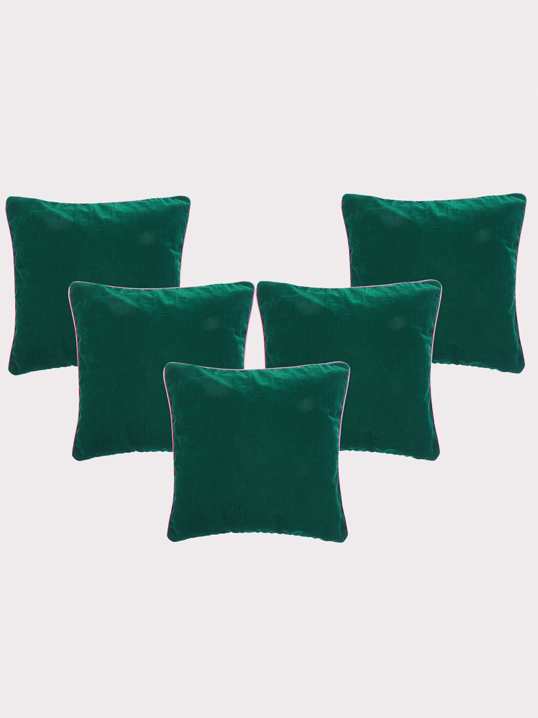 

OUSSUM Green & Pink 5-Pieces Velvet Square Cushion Covers