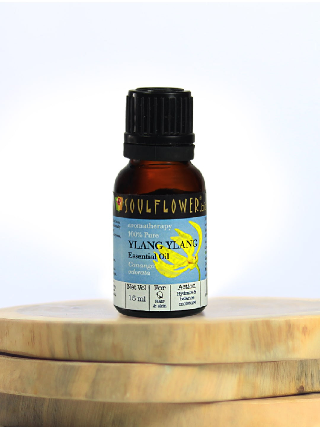 

Soulflower Ylang Ylang Essential Oil For Dry to Normal Skin & Hair 100% Pure Natural 15 ml, Blue
