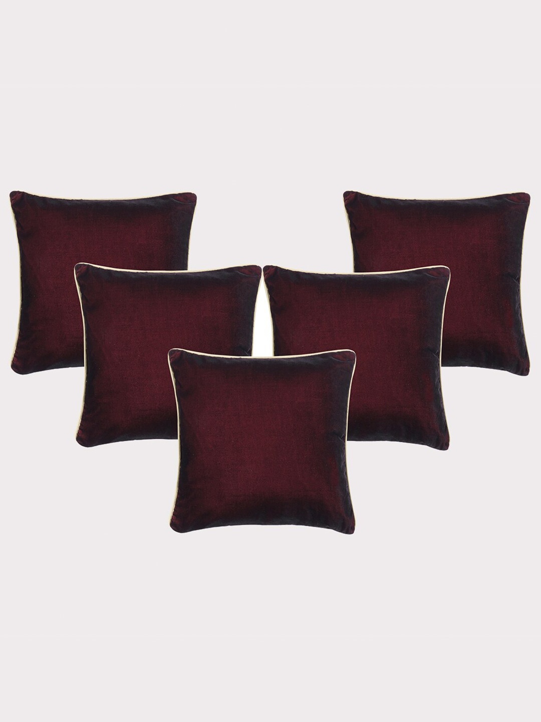 

OUSSUM Red & White 5-Pieces Velvet Square Cushion Covers
