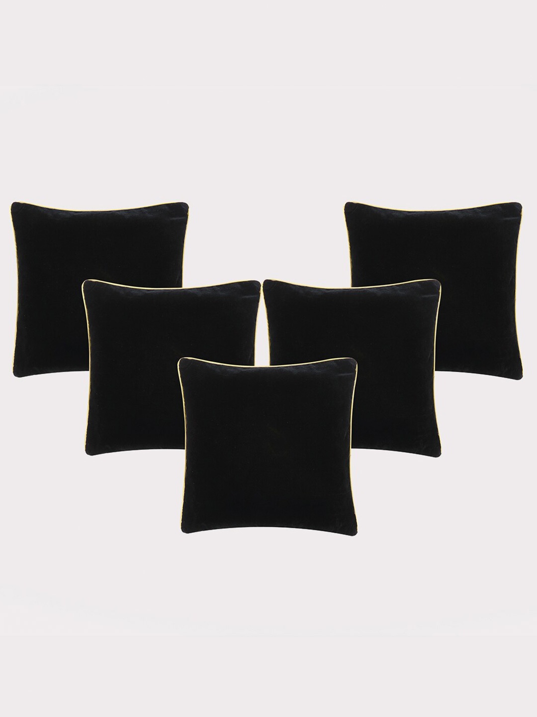 

OUSSUM Black & Yellow 5-Pieces Velvet Square Cushion Covers