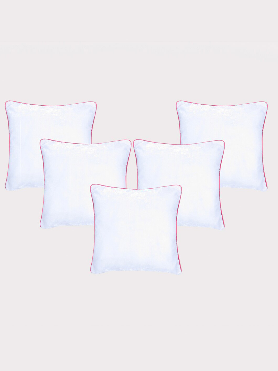 

OUSSUM White & Pink 5-Pieces Velvet Square Cushion Covers
