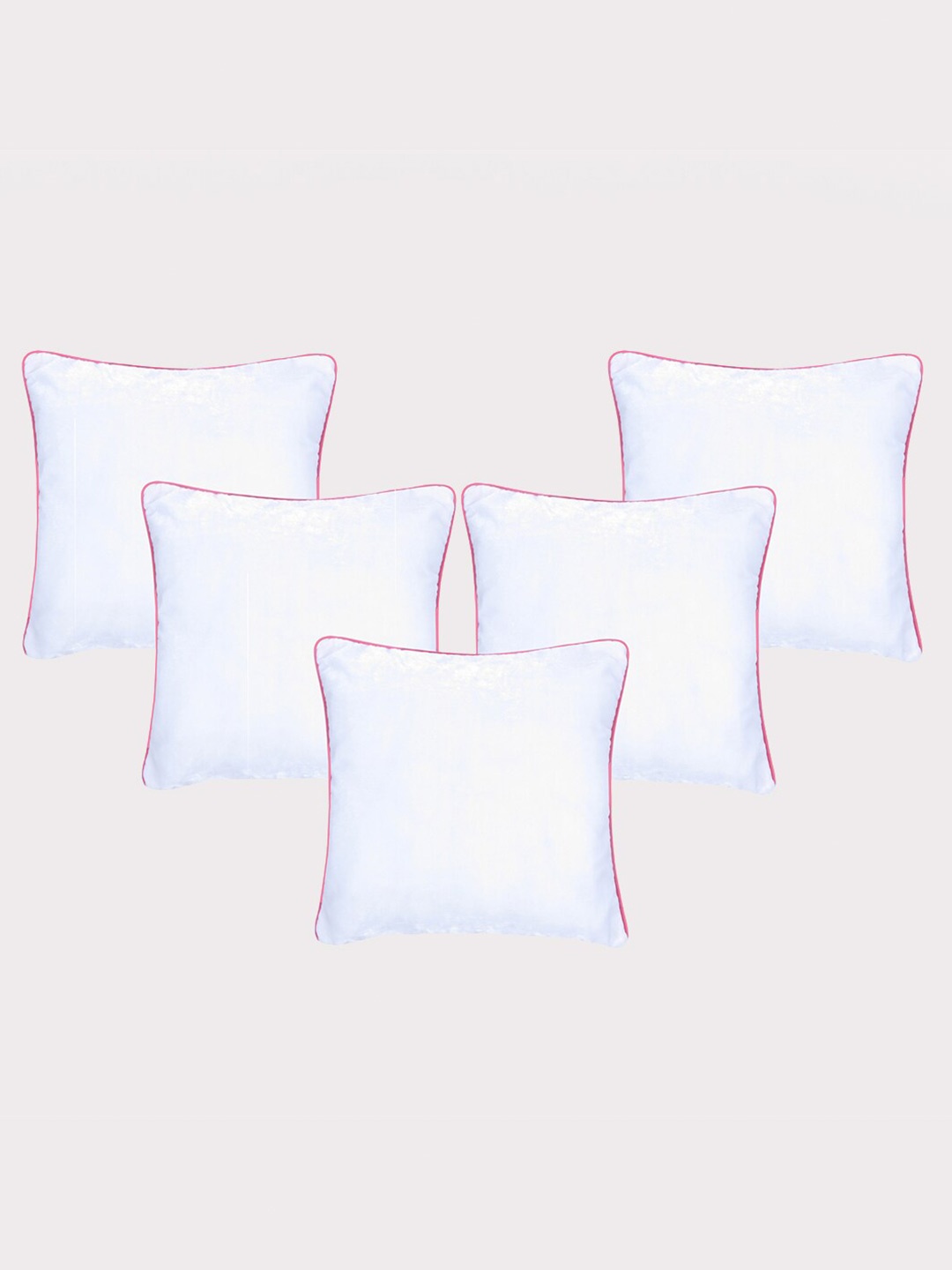 

OUSSUM White & Pink 5-Pieces Velvet Square Cushion Covers