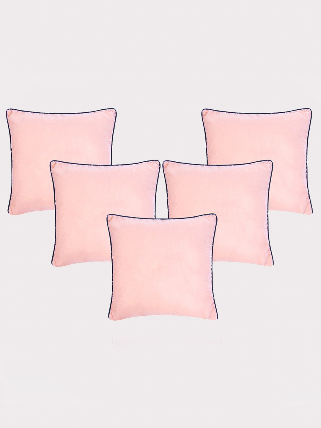 

OUSSUM 5 Pieces Pink & Black Solid Velvet Square Cushion Covers