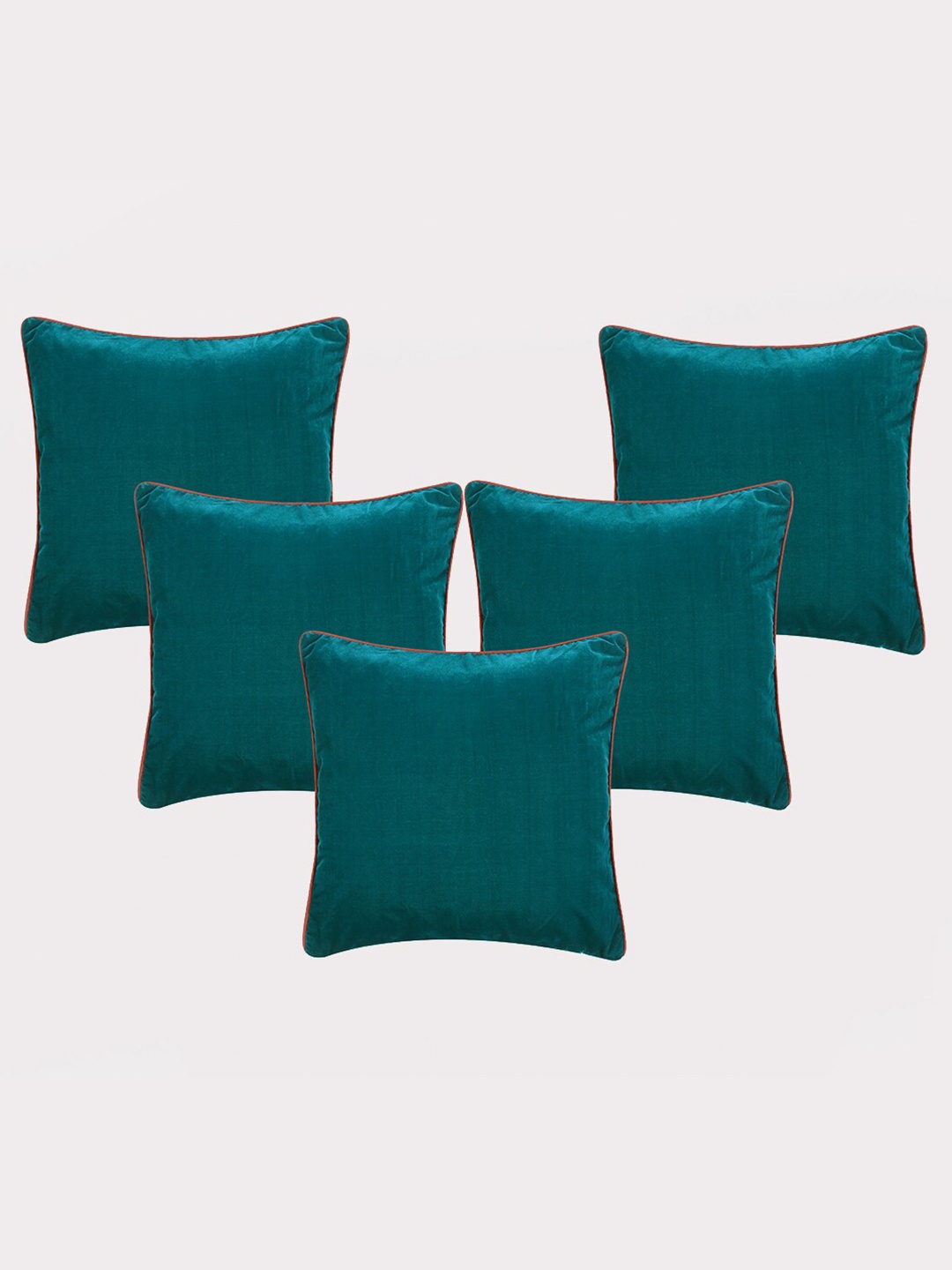 

OUSSUM 5 Pieces Teal Green Solid Velvet Square Cushion Covers