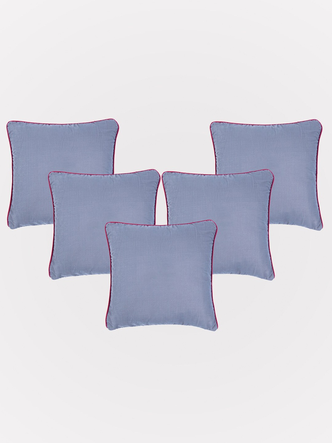 

OUSSUM 5 Pieces Grey & Pink Solid Velvet Square Cushion Covers