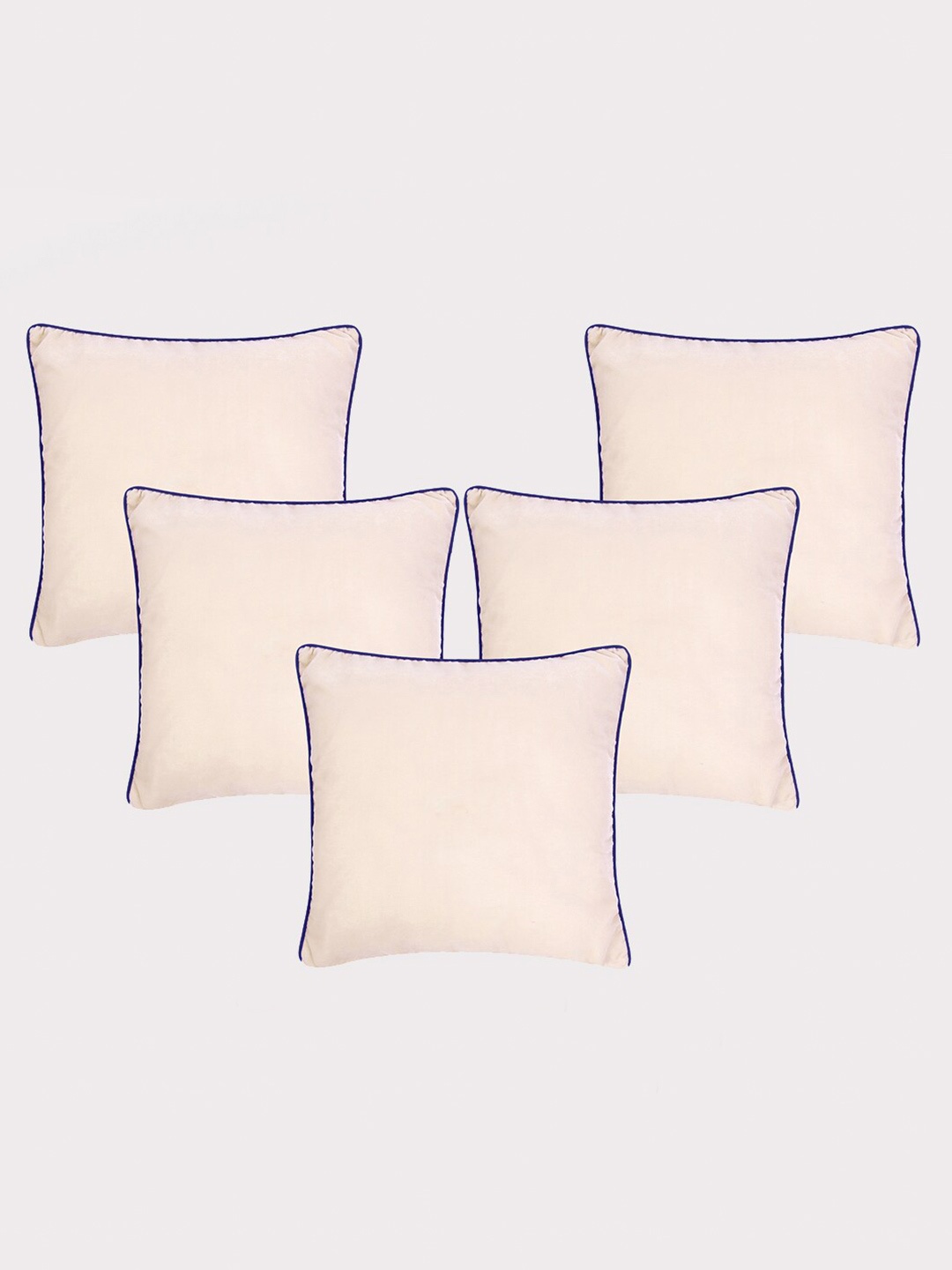 

OUSSUM 5 Pieces Pink & Blue Solid Velvet Square Cushion Covers