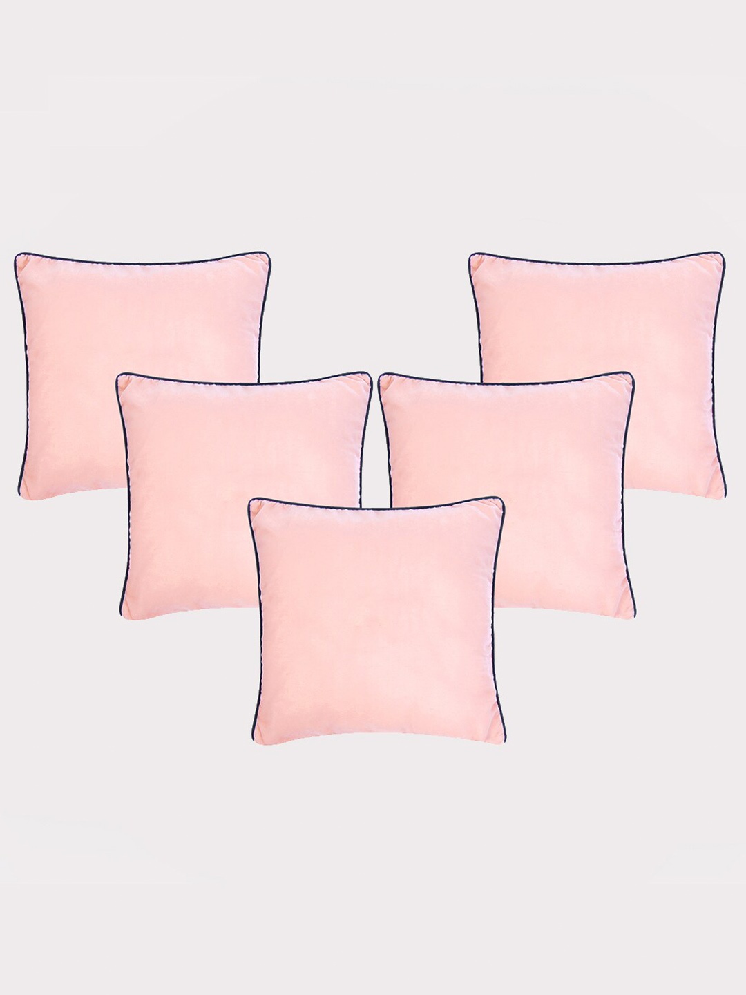 

OUSSUM 5 Pieces Pink & Blue Solid Velvet Square Cushion Covers