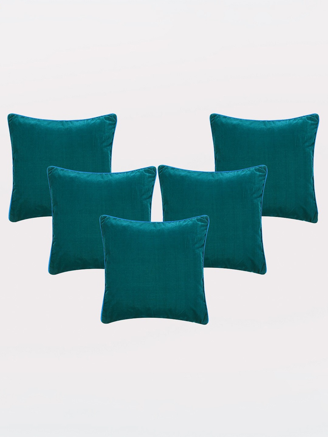 

OUSSUM Teal & Blue 5 Pieces Velvet Square Cushion Covers