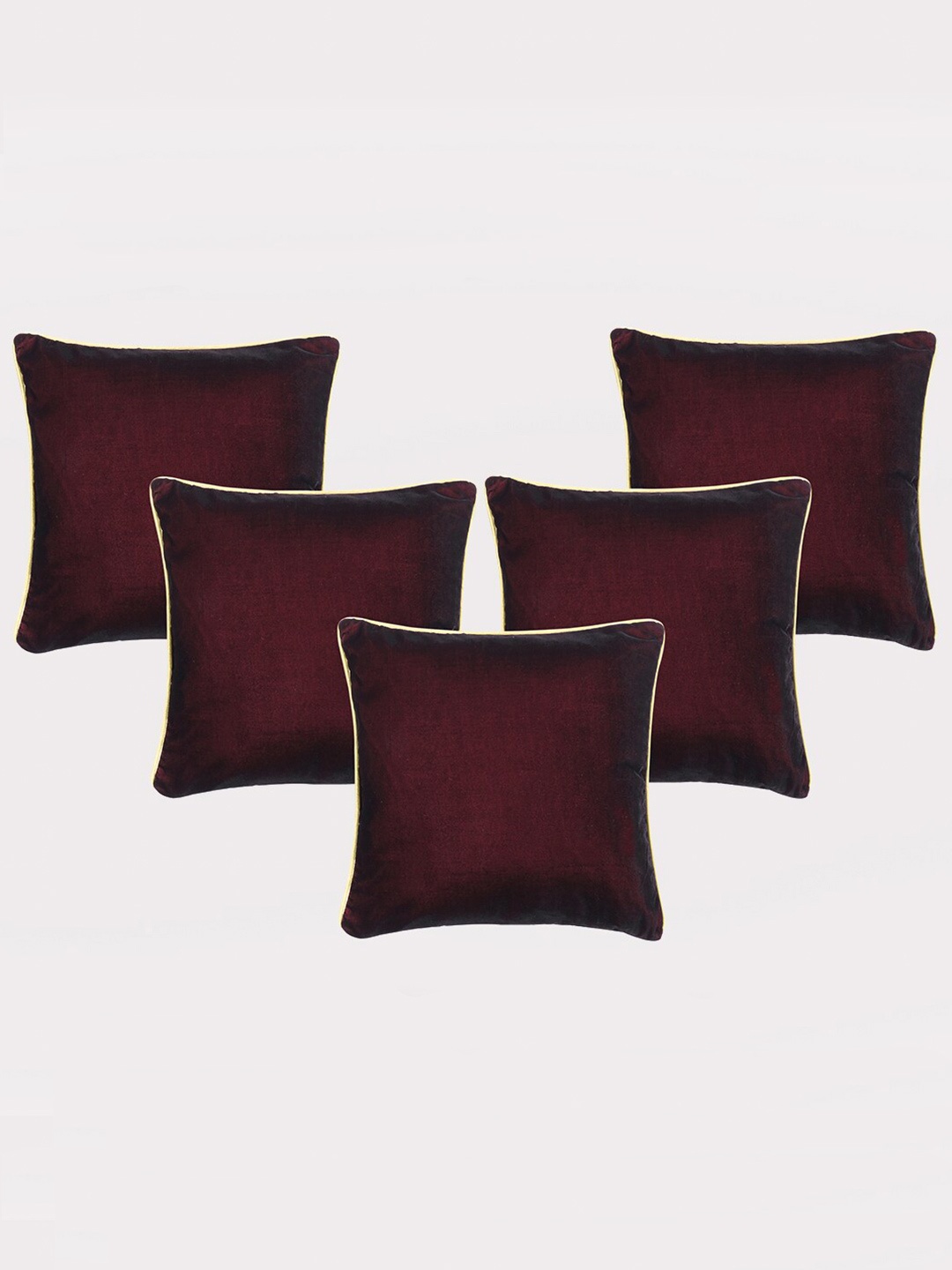 

OUSSUM Red & White 5 Pieces Velvet Square Cushion Covers