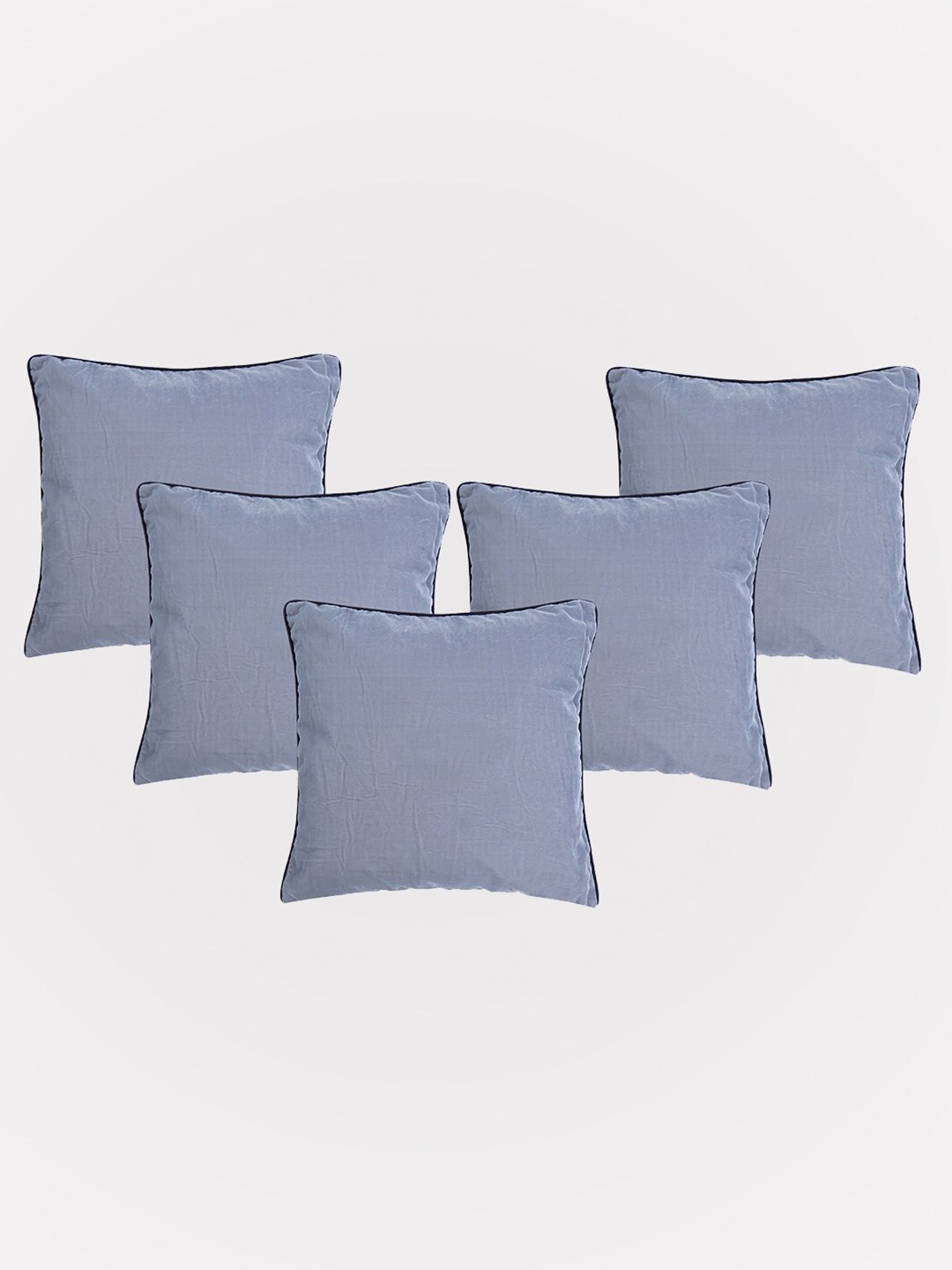 

OUSSUM Grey & Black 5 Pieces Velvet Square Cushion Covers