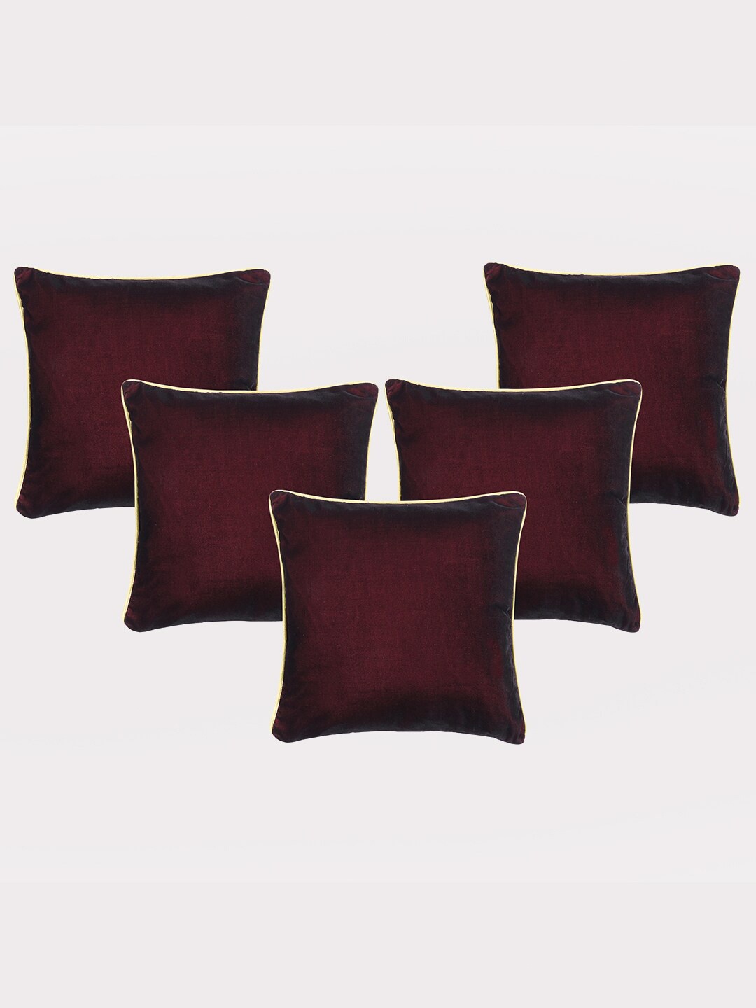 

OUSSUM Red & Yellow 5 Pieces Velvet Square Cushion Covers