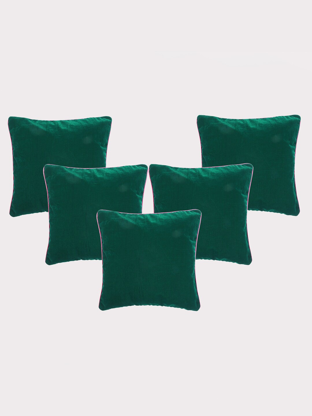 

OUSSUM Green & Pink 5 Pieces Velvet Square Cushion Covers