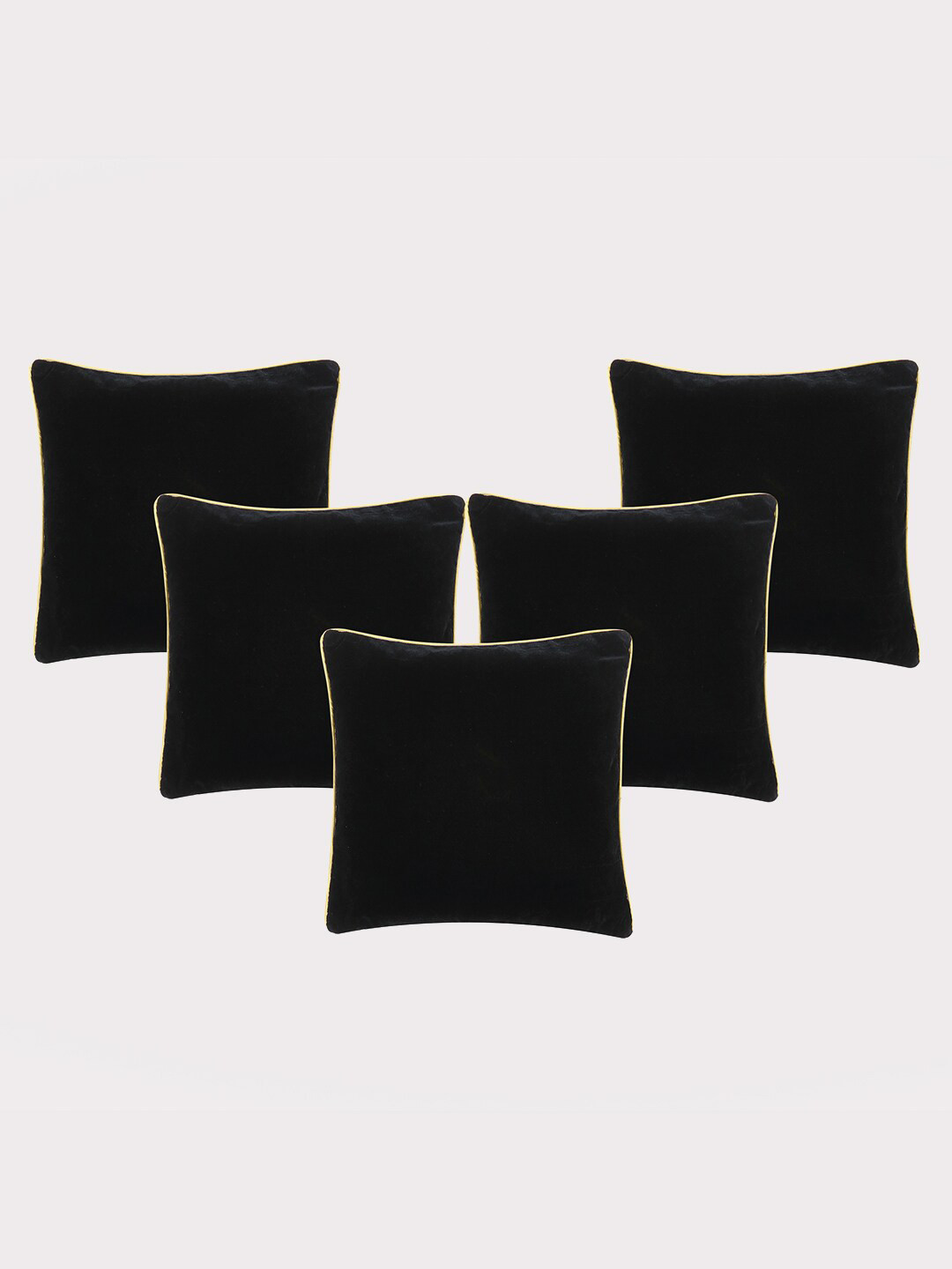 

OUSSUM Black & Yellow 5 Pieces Velvet Square Cushion Covers