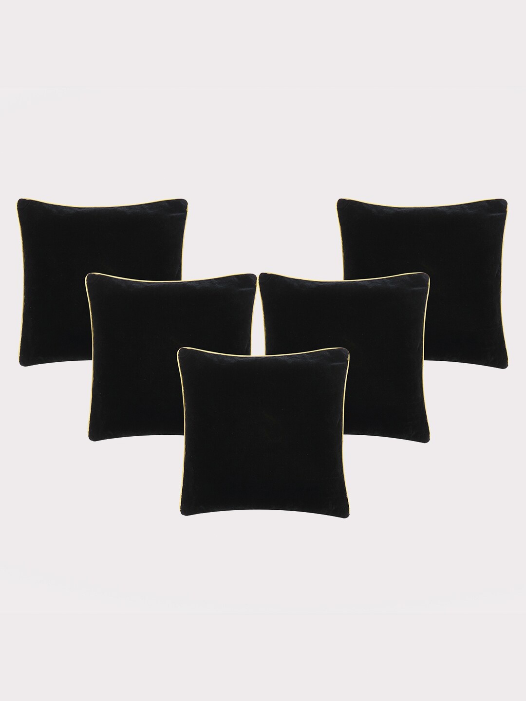 

OUSSUM Black & Yellow 5-Pieces Velvet Square Cushion Covers