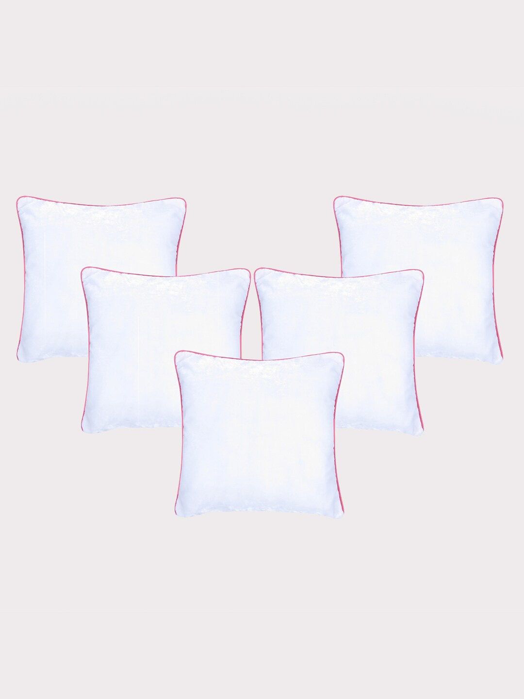 

OUSSUM White & Pink 5-Pieces Velvet Square Cushion Covers