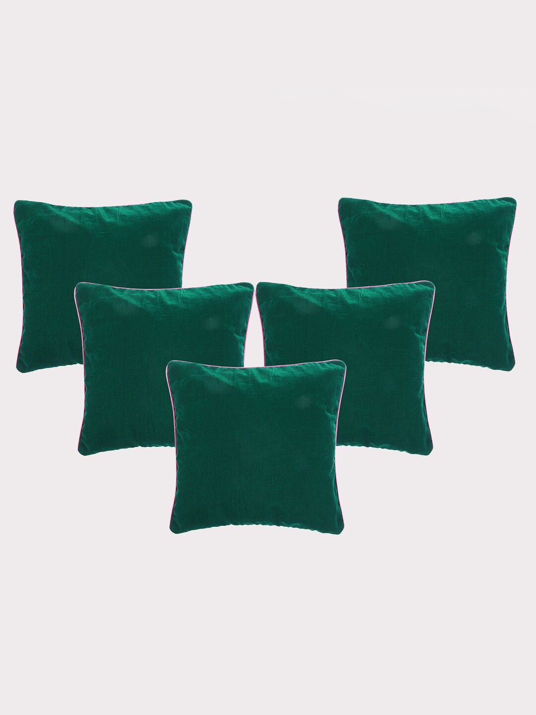 

OUSSUM Green & Pink 5-Pieces Velvet Square Cushion Covers