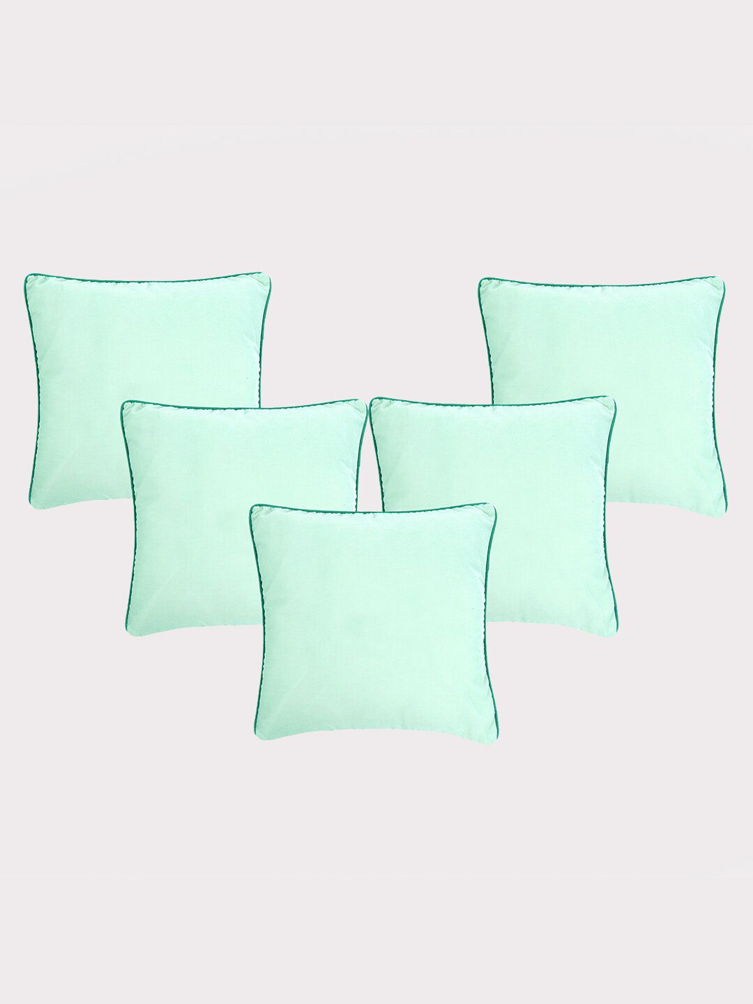 

OUSSUM 5 Pieces Green Solid Velvet Square Cushion Covers