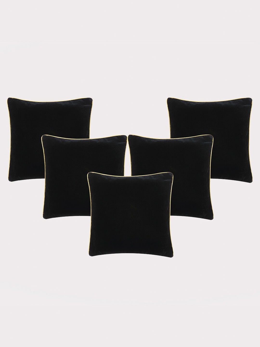 

OUSSUM 5 Pieces Black & Yellow Solid Velvet Square Cushion Covers