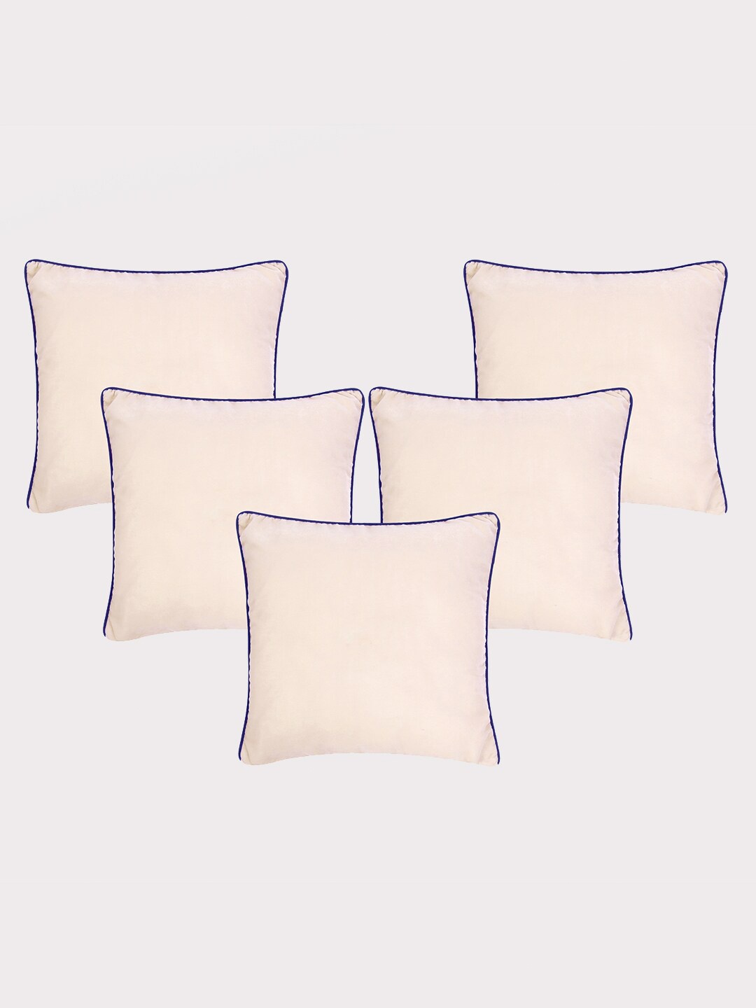 

OUSSUM 5 Pieces Pink & Blue Solid Velvet Square Cushion Covers