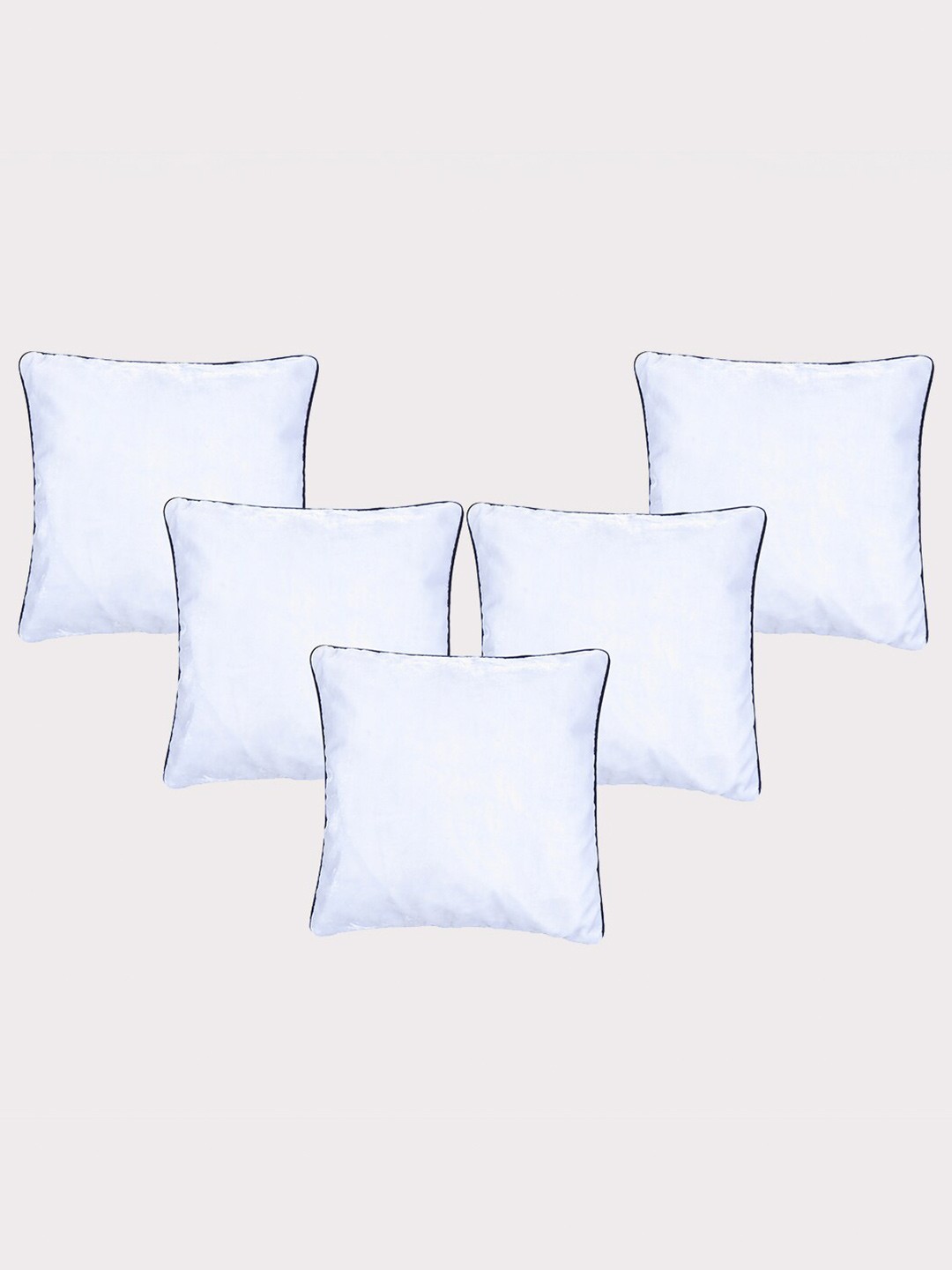 

OUSSUM 5 Pieces White & Black Solid Velvet Square Cushion Covers