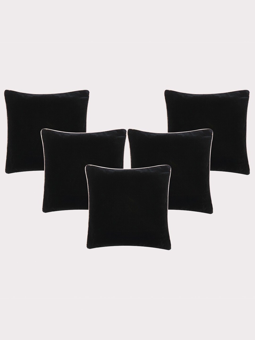 

OUSSUM 5 Pieces Black & White Solid Velvet Square Cushion Covers