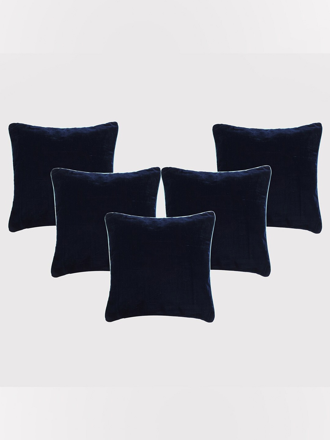 

OUSSUM 5 Pieces Navy Blue Solid Velvet Square Cushion Covers