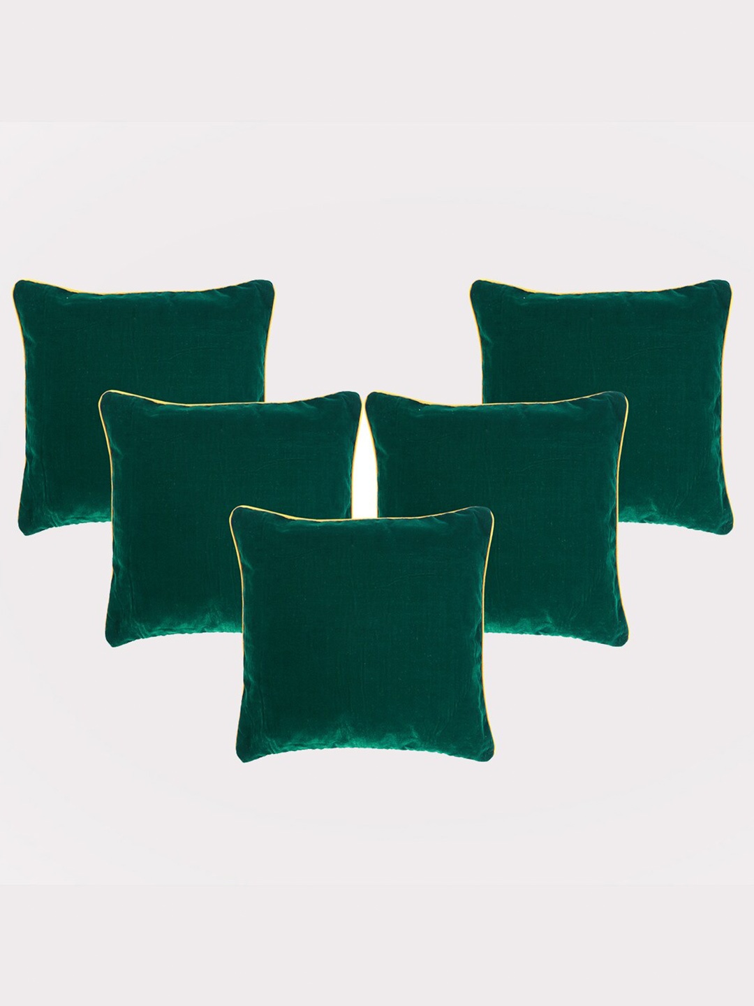 

OUSSUM Green & Yellow 5 Pieces Velvet Square Cushion Covers