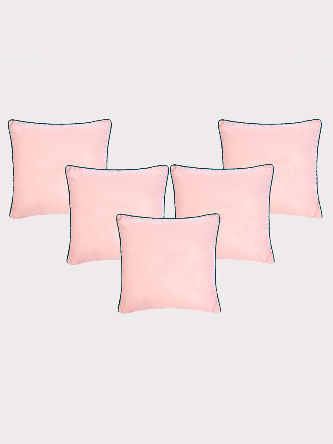 

OUSSUM Pink & Green 5 Pieces Velvet Square Cushion Covers