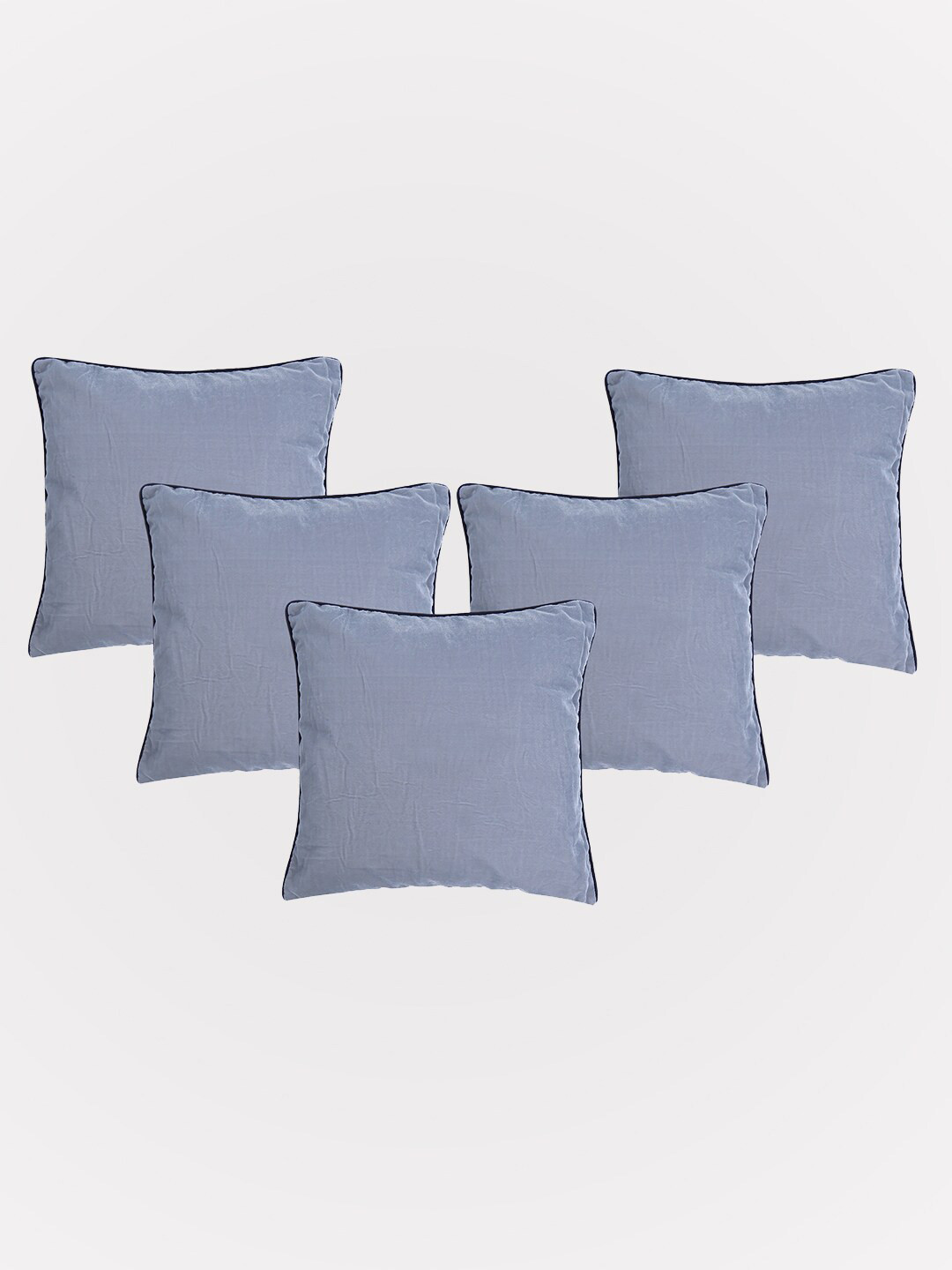

OUSSUM Grey & Black 5 Pieces Velvet Square Cushion Covers