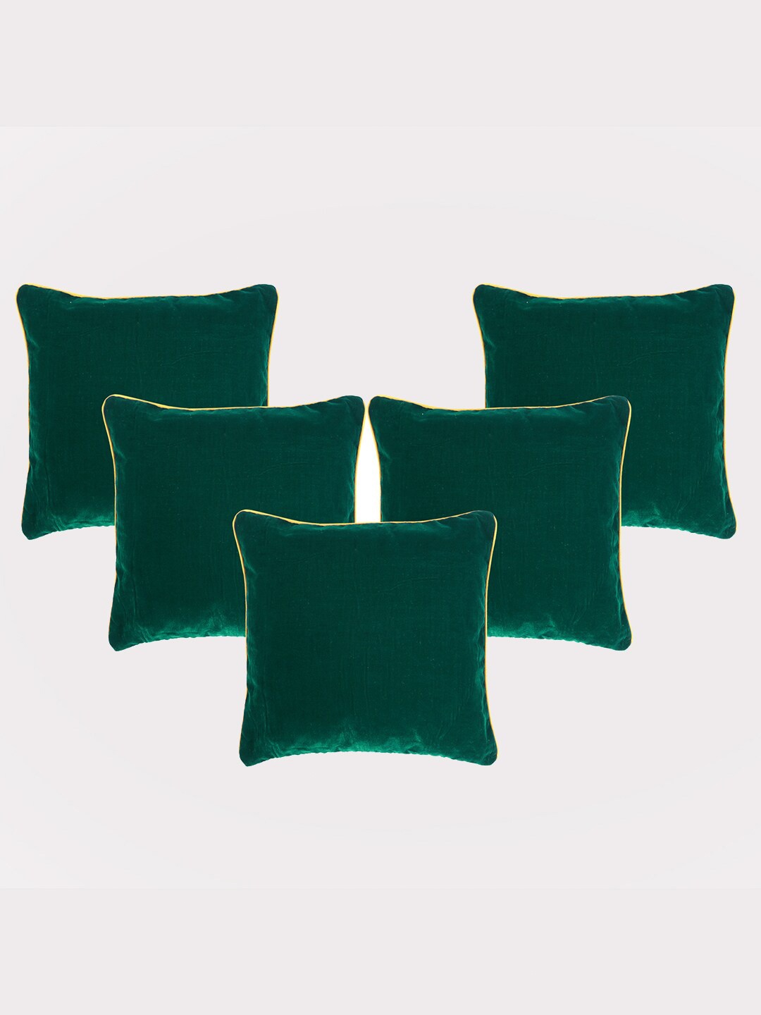 

OUSSUM Green & Yellow 5-Pieces Velvet Square Cushion Covers